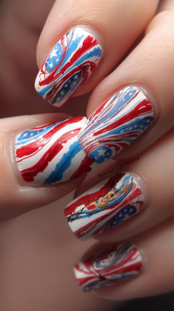 11. Abstract Patriotic Nails