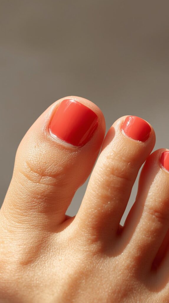 11. Bright Coral Toes Nail