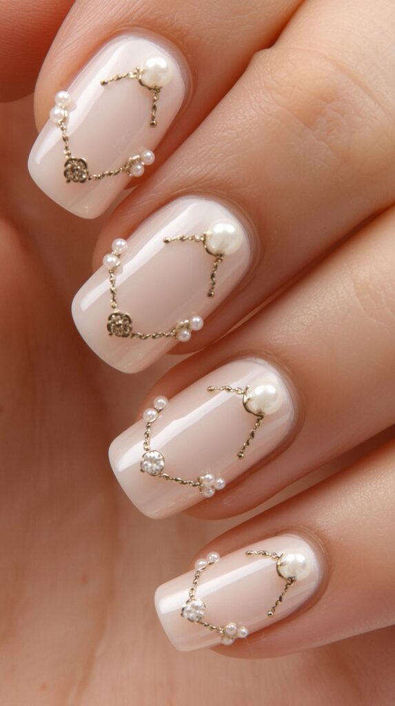 11. Pearl Embellished Nails