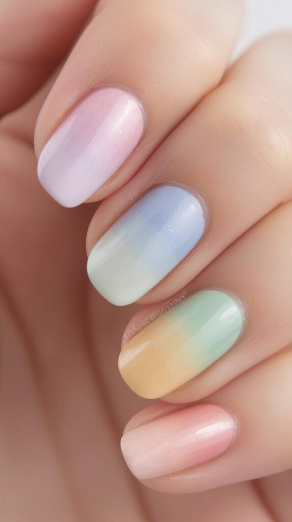 11. Soft Rainbow Pastel Nails