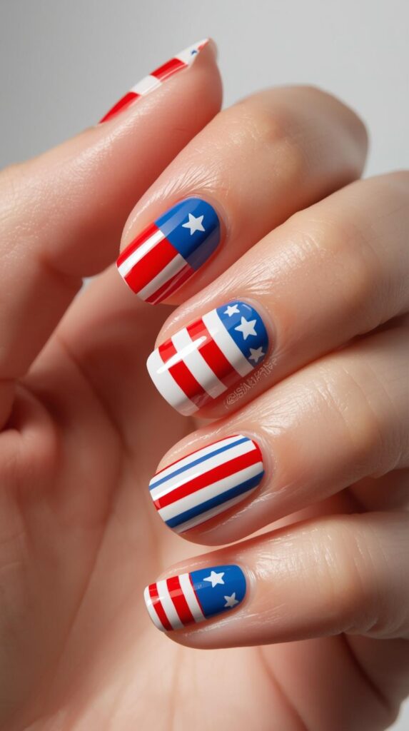 12. Bright Americana Nails