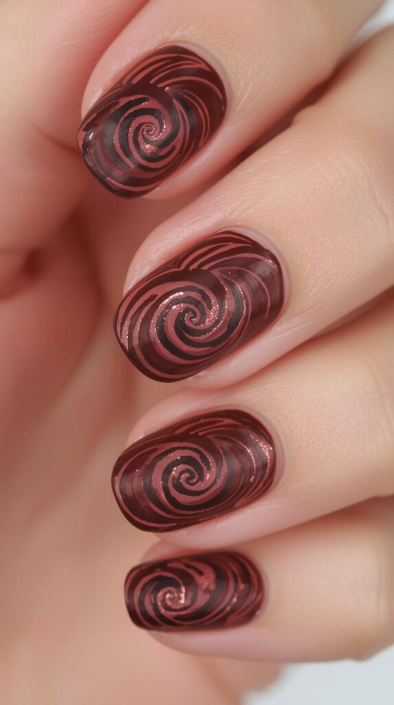 12. Matte Nude Swirl Nails