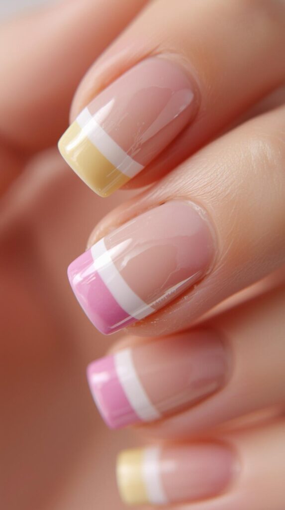12. Mixed Color French Tips