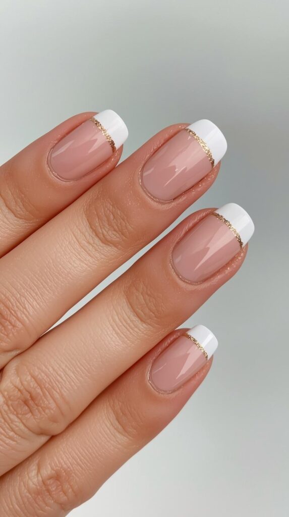 2. Gold Lined French Tips