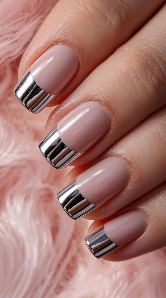 3. Chrome French Tips