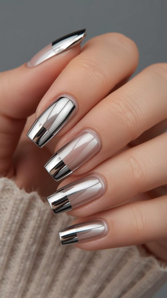 3. Chrome French Tips