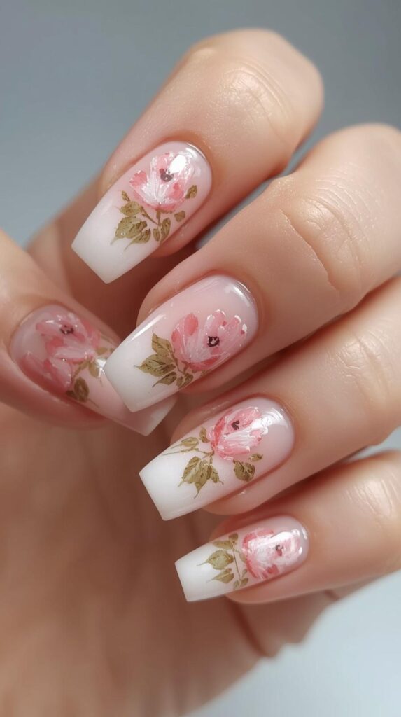 3. Floral French Nail Art