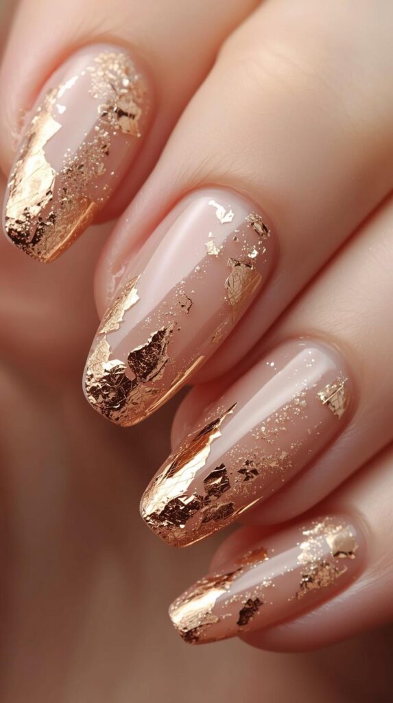 3. Gold Foil Accent Nails