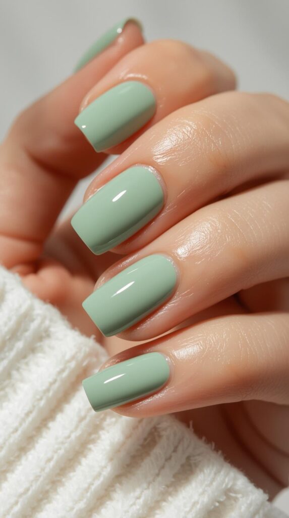 3. Mint Green Minimal Nails