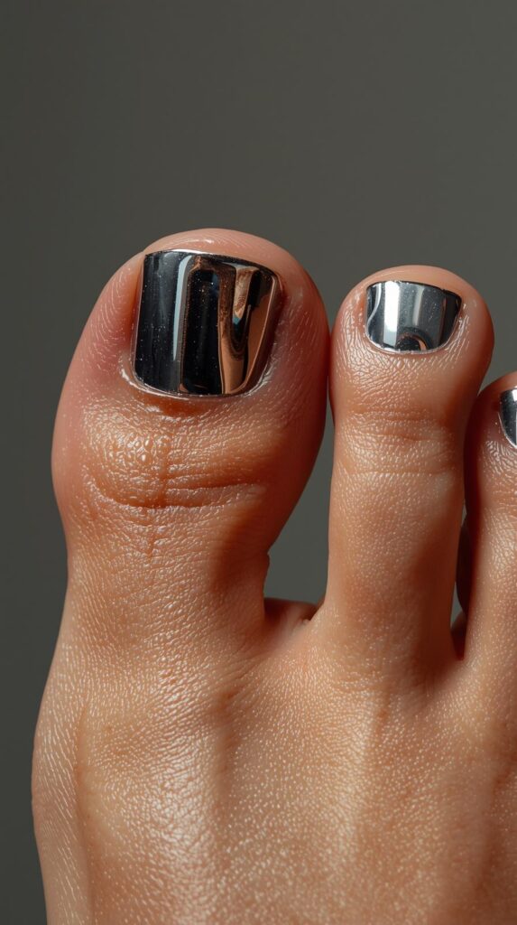 4. Chrome Toe Nails
