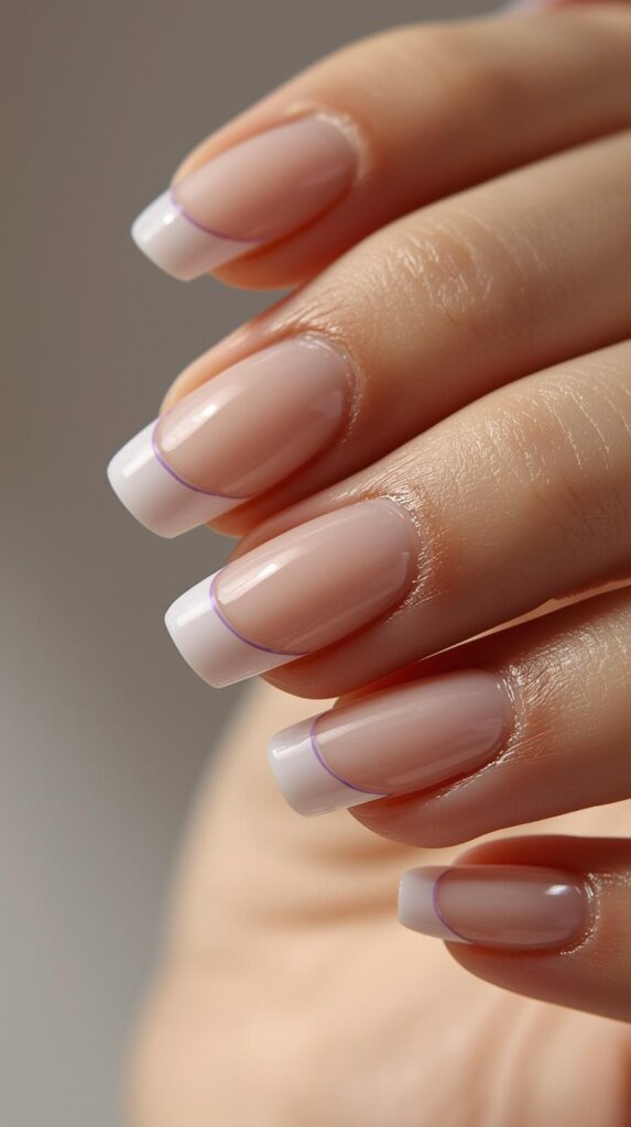 4. Lavender Outline French Nails