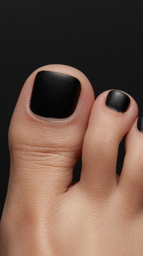 4. Matte Black Toe Nails
