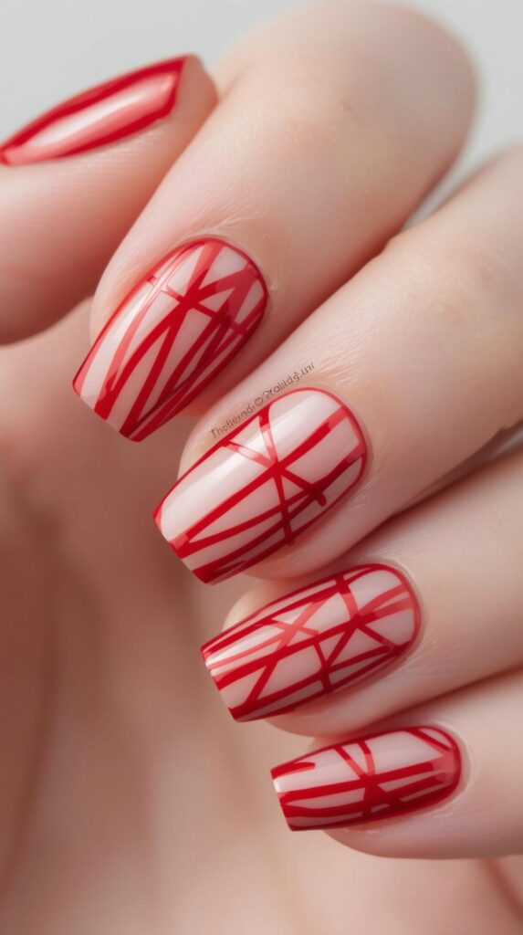4. Minimal Red Nail Art