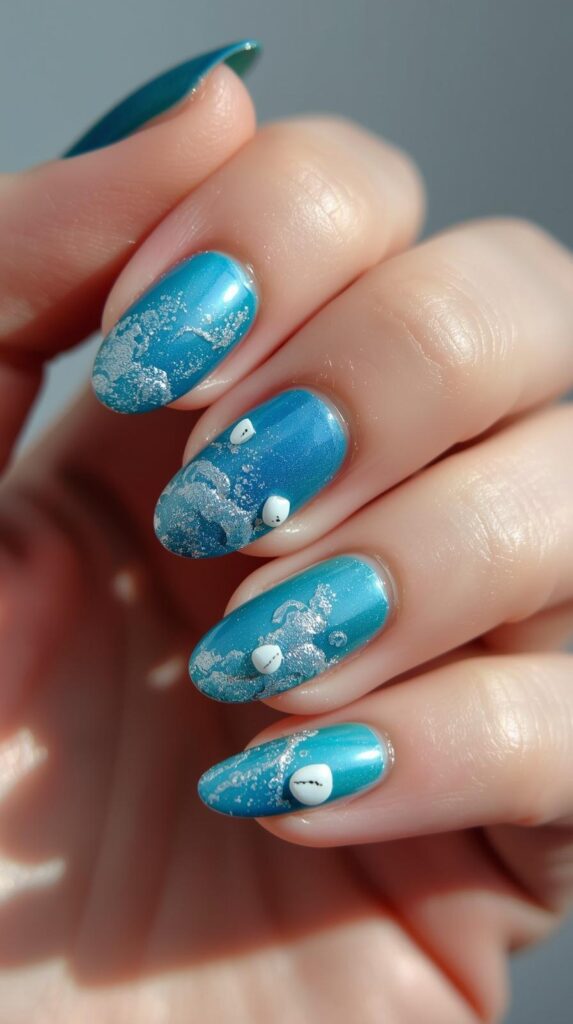 4. Ocean Blue Vibes Nail