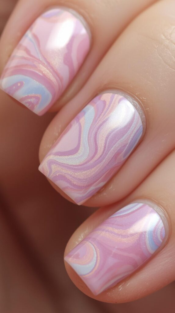 4. Pastel Swirl Nails