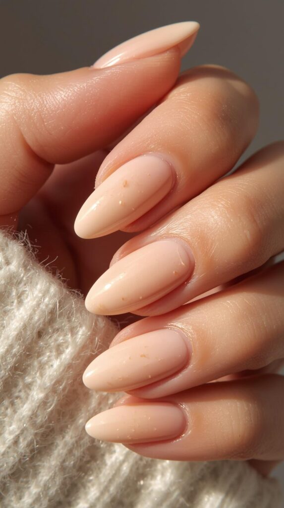 4. Peach Sorbet Almond Nails