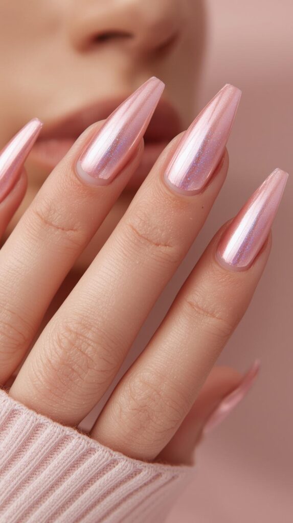4. Soft Pink Chrome Nails