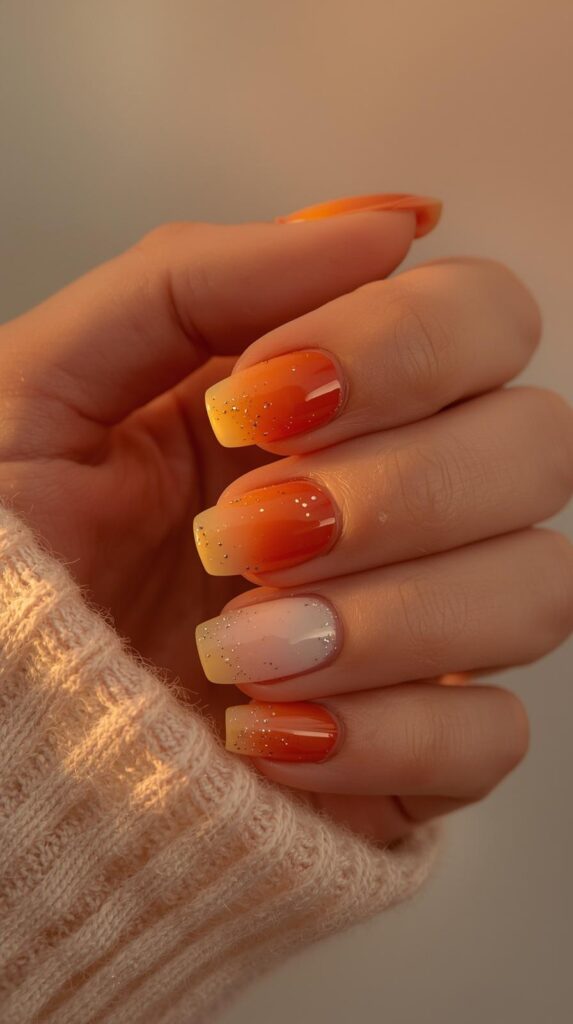 4. Sunset Ombre Nails