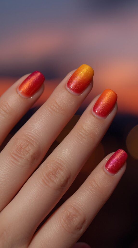 4. Sunset Ombre Nails