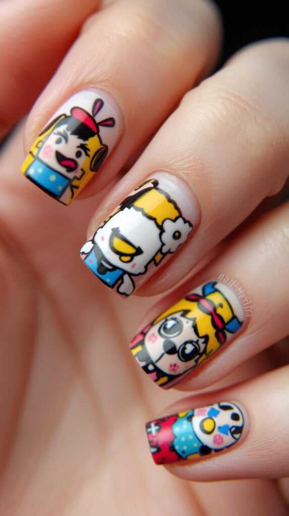 5. Cartoon Character Nail Art