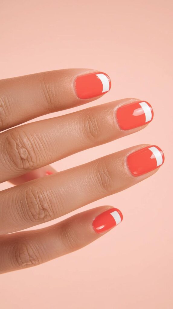 5. Coral Double French Nails
