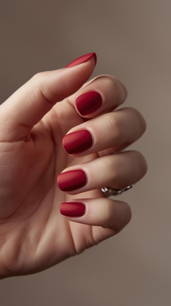 5. Matte Crimson Nails