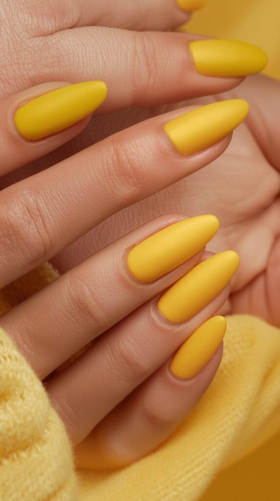 5. Matte Yellow Nails