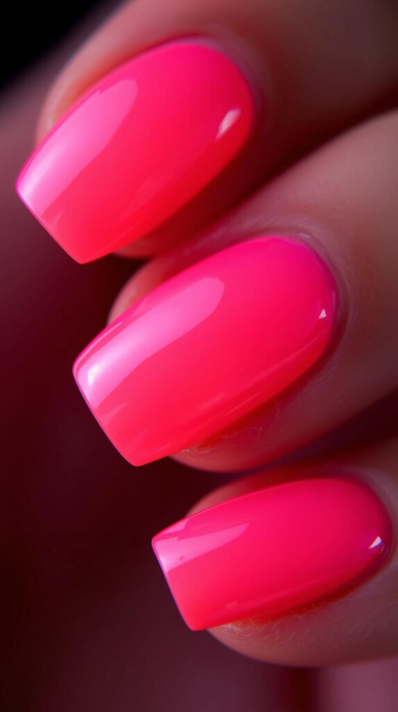 5. Neon Pink Nails