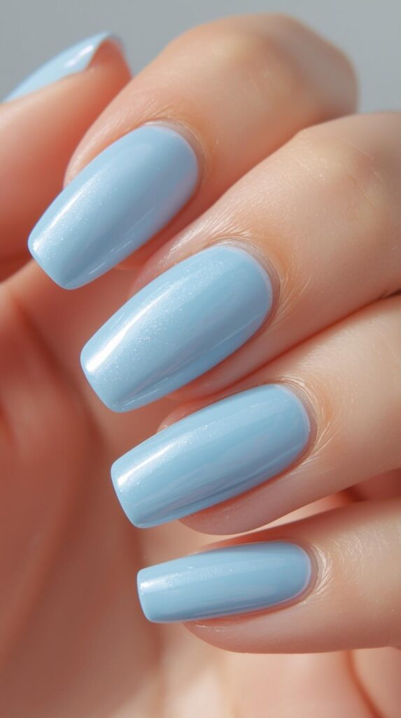 5. Sky Blue Chrome Pastel Nails