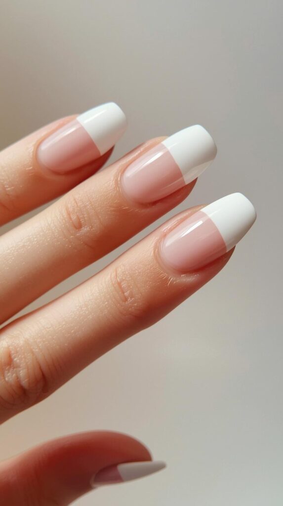 6. Nude Almond French Tips