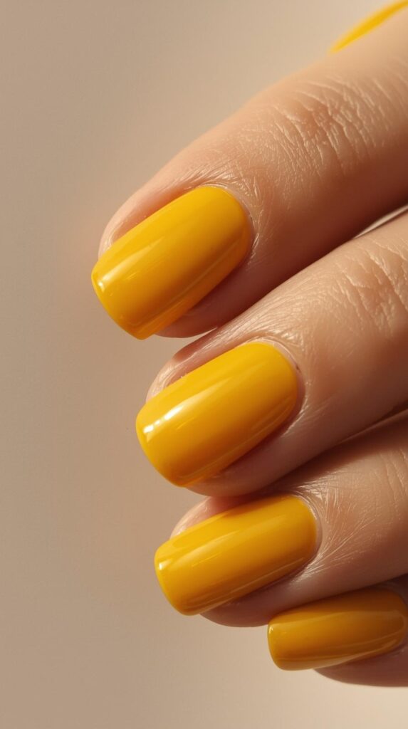 6. Butter Yellow Short Nails