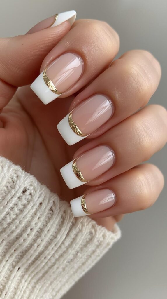 6. Gold Accent French Tips