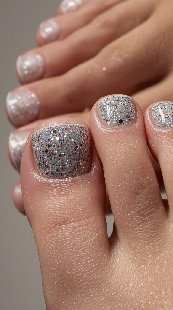 6. Heavy Glitter Pedicure Nails