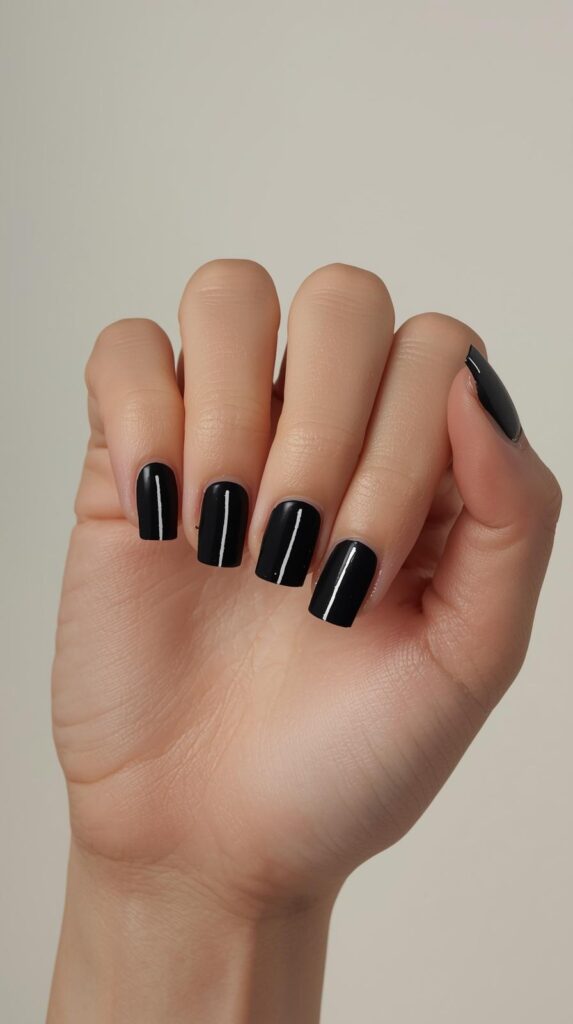7. Black Line Minimal Nails