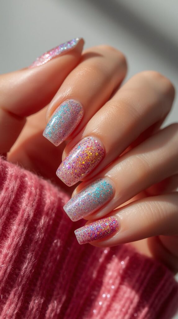 7. Glitter Accent Nails
