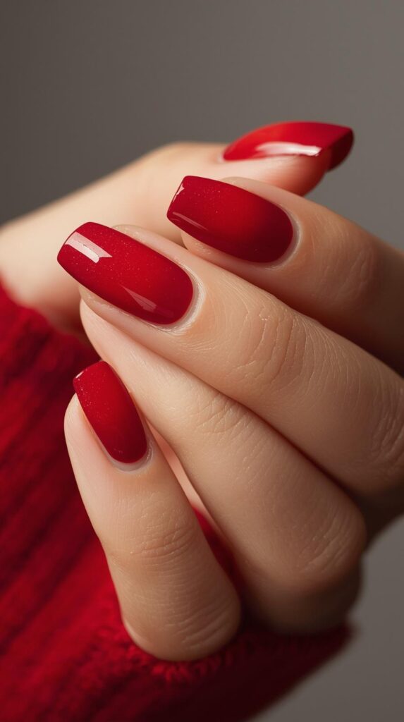 7. Red Ombre Nails