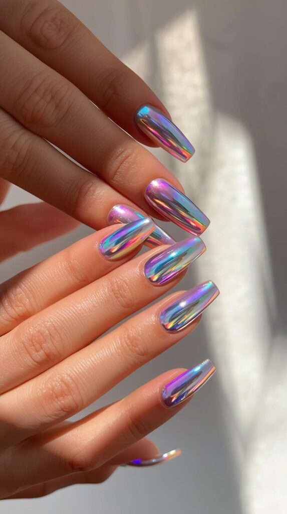 8. Chrome Summer Acrylic Nails