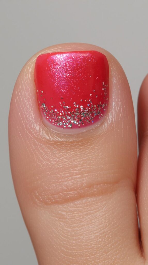 8. Glitter Accent Pedicure Nail