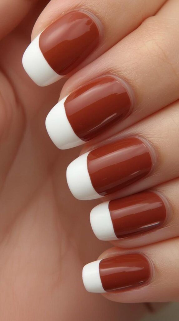 9. Brown French Tip Nails