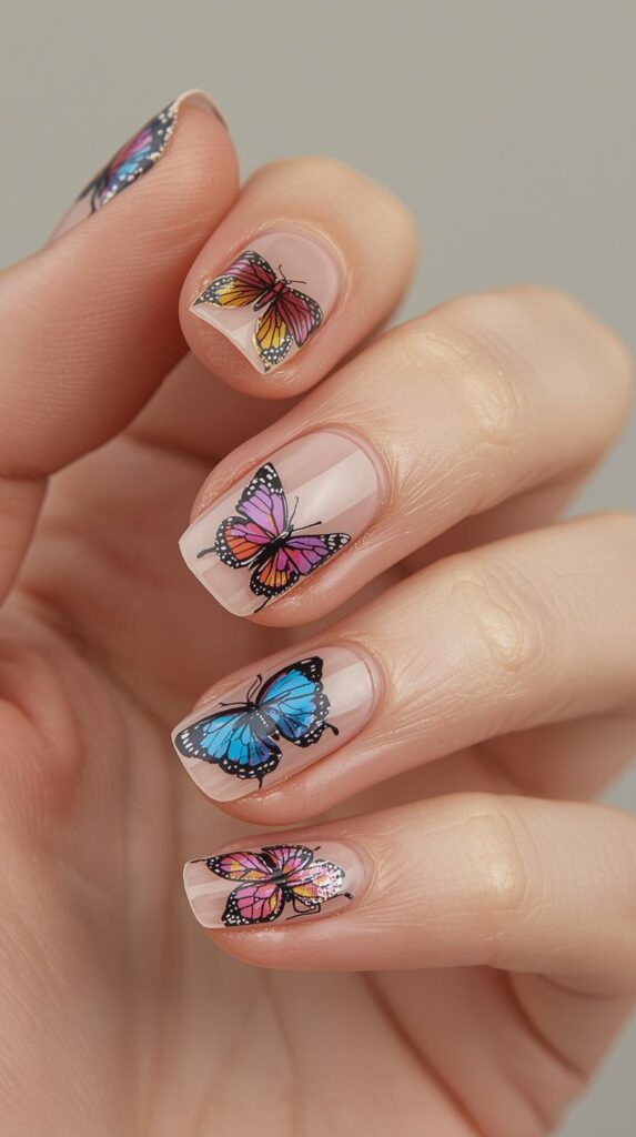 9. Butterfly Acrylic Nails