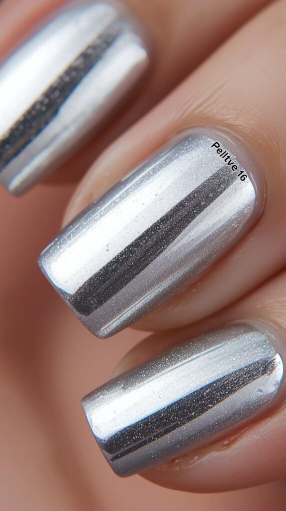 9. Chrome Silver Nails