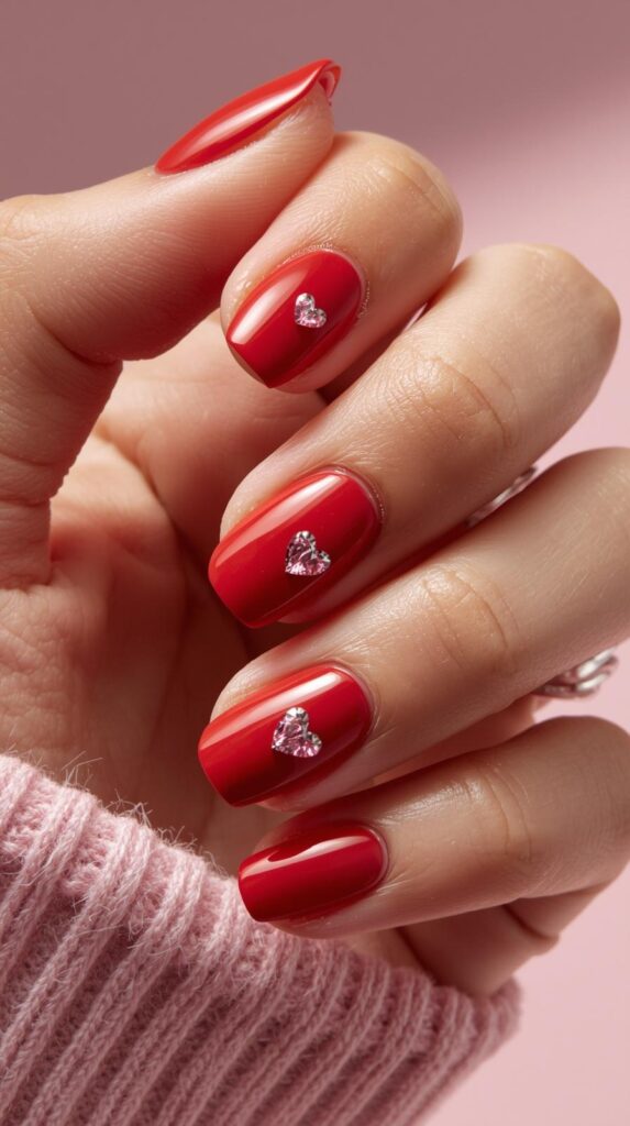 9. Heart Accent Nails