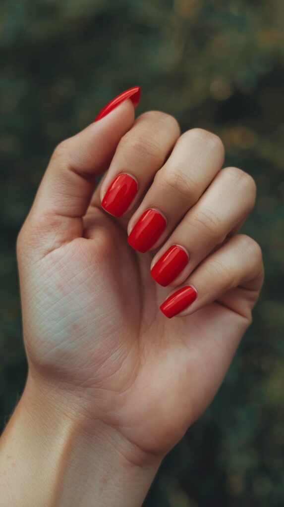 9. Short Red Nails