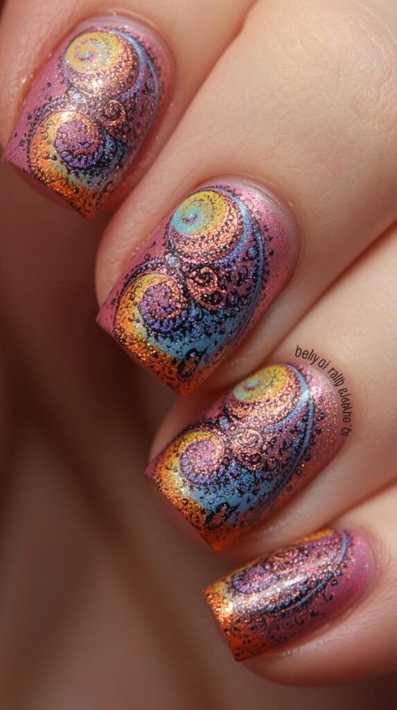 9. Swirl Art Nails