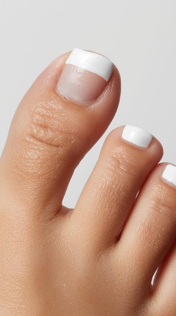 9. Thick French Tip Pedicures