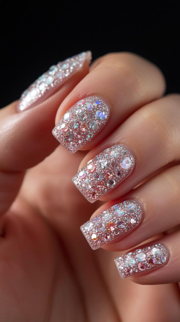 9. Tiny Rhinestone Nails