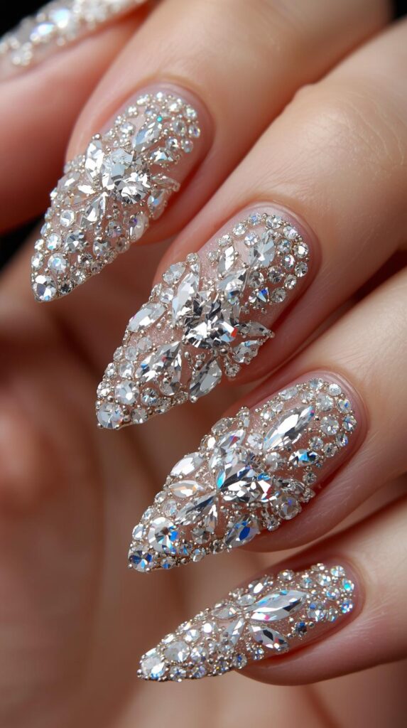 12. Crystal Detail Glam Nails