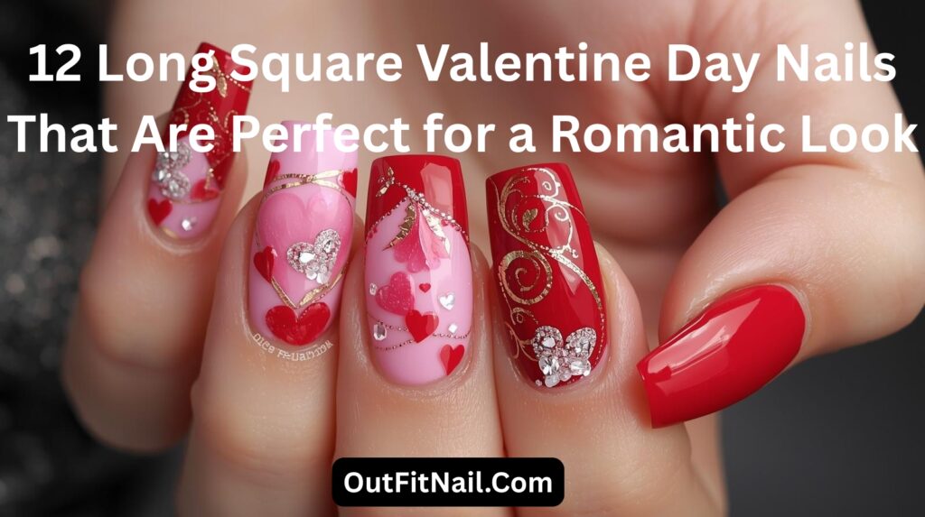 12 Long Square Valentine Day Nails That Are Perfect for a Romantic Look