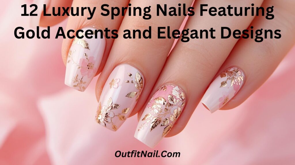12 Luxury Spring Nails Featuring Gold Accents and Elegant Designs