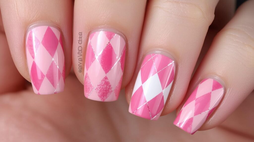 12 Stunning Pink Argyle Nail Designs for a Preppy-Chic Manicure